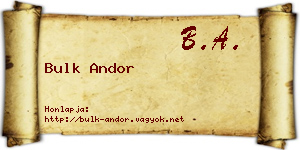 Bulk Andor névjegykártya